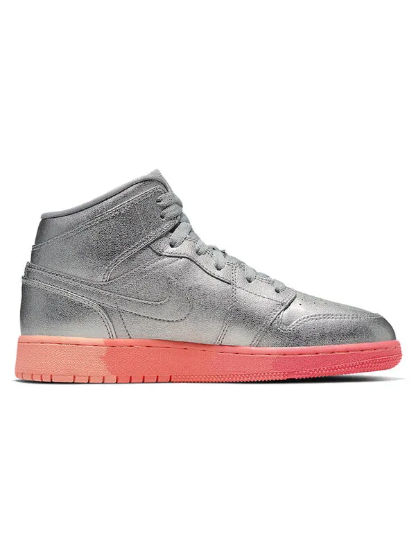 Кроссовки (GS) Air Jordan 1 Mid 'Metallic Silver Pink Crimson' — изображение 2 из 4