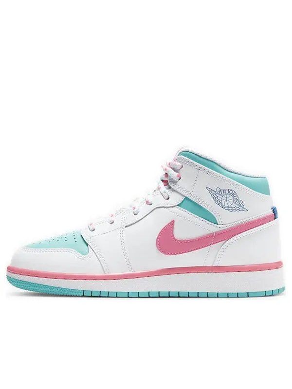 Кроссовки 1 средние Air Jordan — изображение 1 из 4, белый/розовый/зеленый