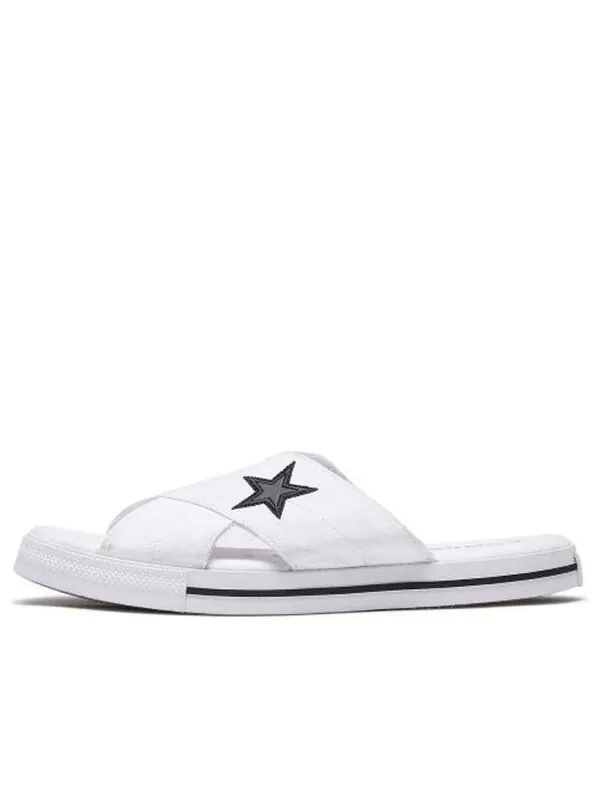 Тапочки one star slide canvas white slippers 'white black' Converse