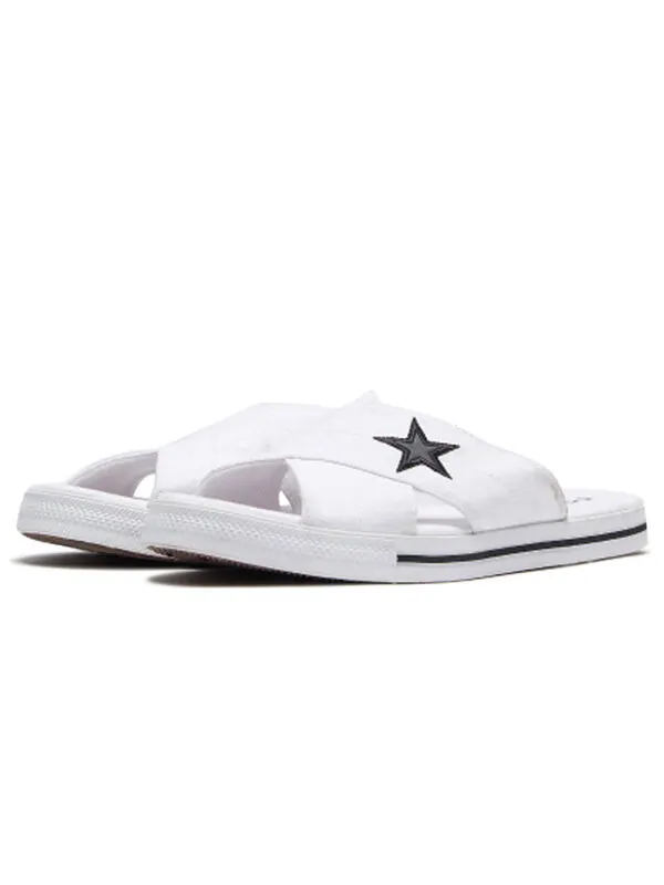 Тапочки one star slide canvas white slippers 'white black' Converse — изображение 3 из 4, белый/черный