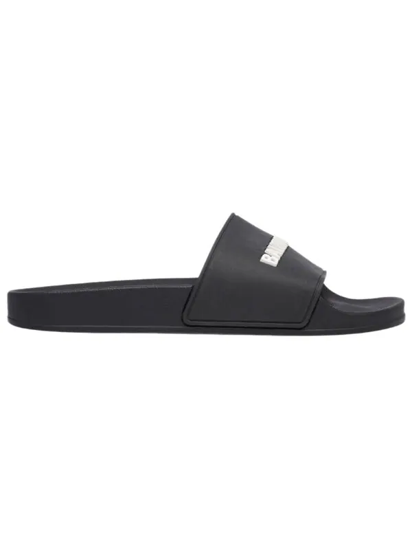 Тапочки pool slides 'black rubber' Balenciaga — изображение 2 из 4, черный/белый