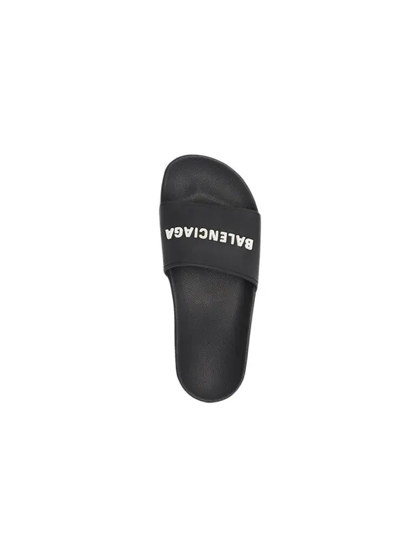 Тапочки pool slides 'black rubber' Balenciaga — изображение 3 из 4, черный/белый