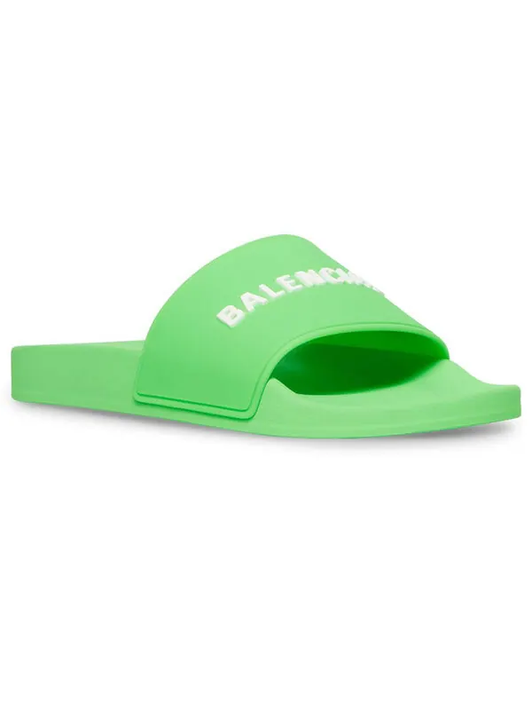 Тапочки pool slides 'fluo green' Balenciaga — изображение 2 из 4, зеленый