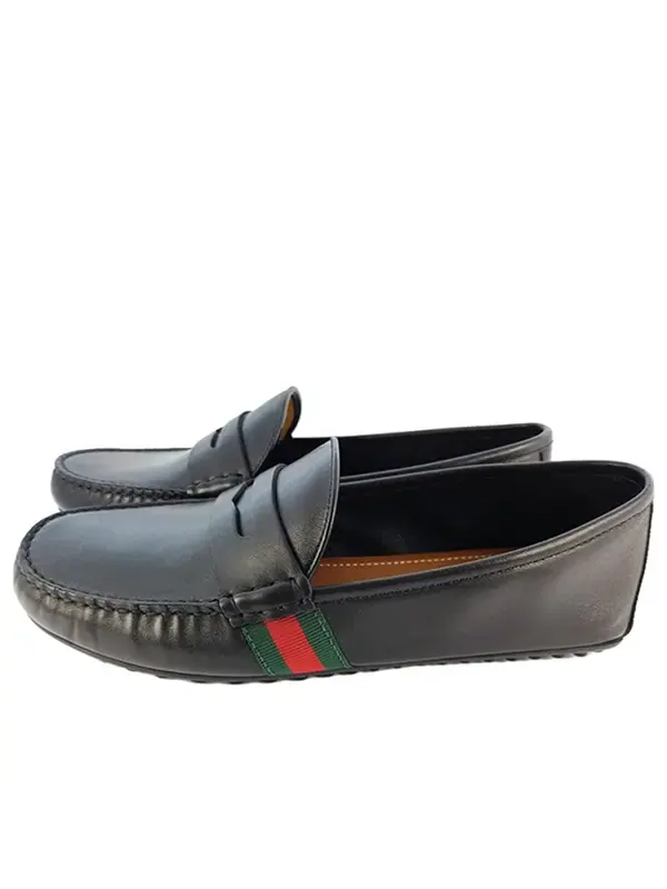 Кроссовки web accent leather loafers 'black' Gucci — изображение 1 из 4, черный