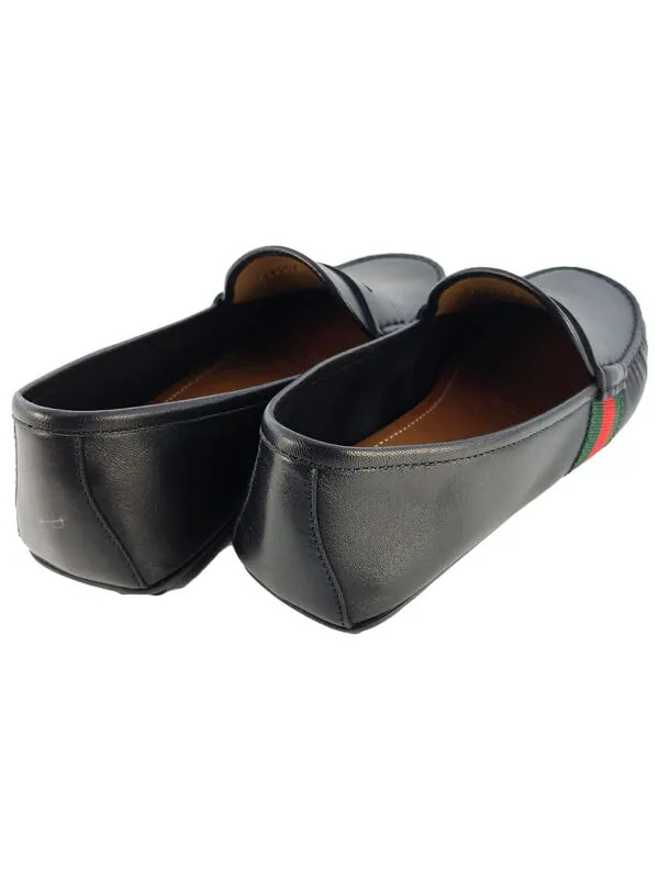 Кроссовки web accent leather loafers 'black' Gucci — изображение 3 из 4, черный