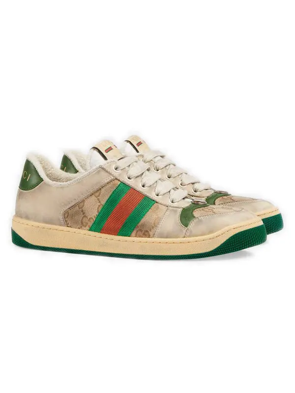 Кроссовки screener 'distressed green orange' Gucci — изображение 2 из 4, бежевый
