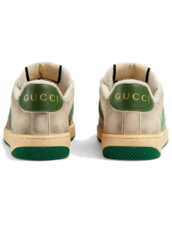 Кроссовки screener 'distressed green orange' Gucci — изображение 3 из 4, бежевый