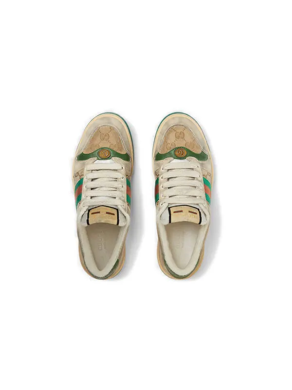 Кроссовки screener 'distressed green orange' Gucci — изображение 4 из 4, бежевый