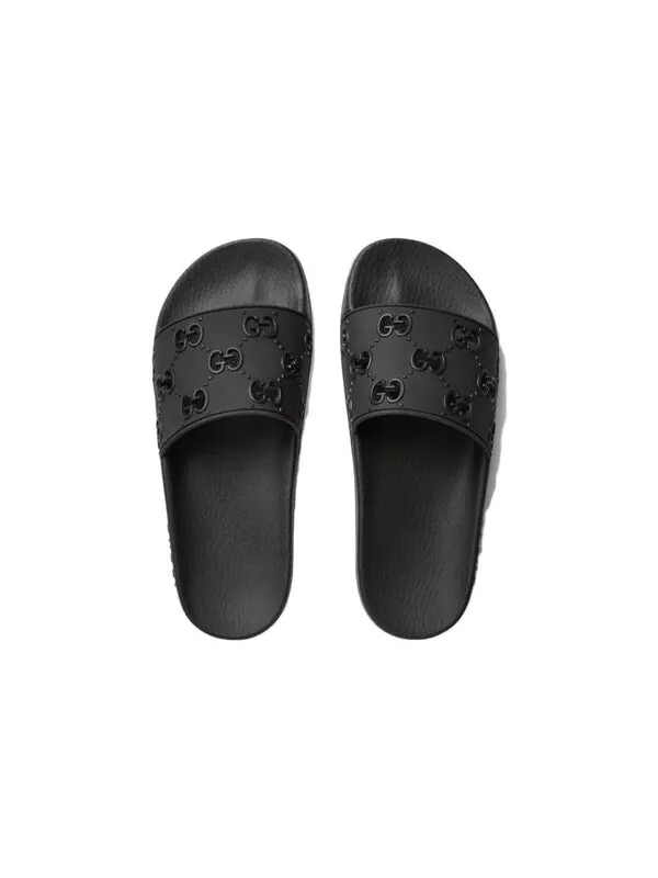 Сандалии rubber gg slide 'black' Gucci — изображение 2 из 4, черный