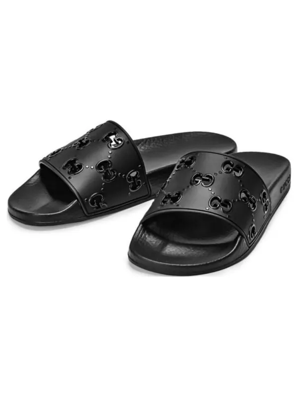 Сандалии rubber gg slide 'black' Gucci — изображение 3 из 4, черный