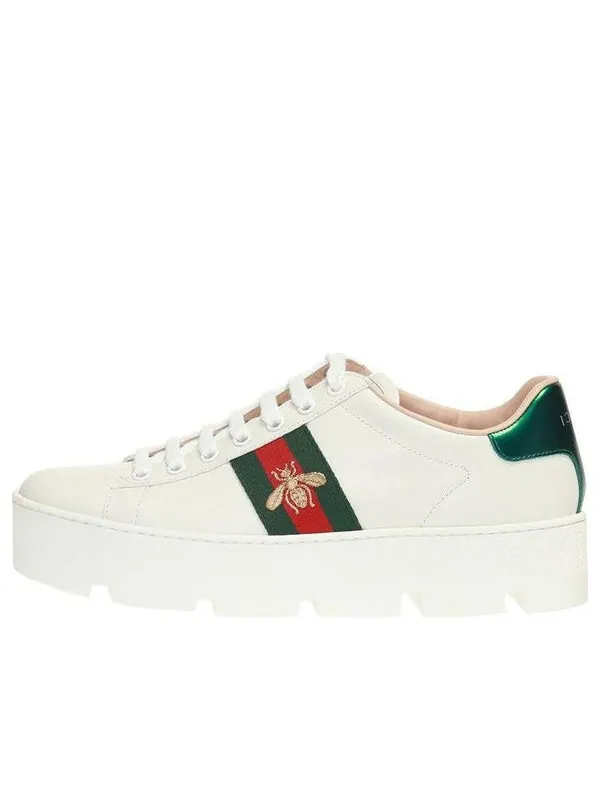 Кроссовки ace embroidered platform 'white' Gucci — изображение 1 из 4, белый