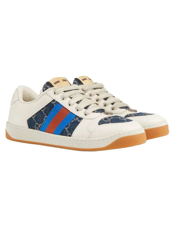 Кроссовки screener 'gg canvas - denim ivory' Gucci — изображение 2 из 4, синий/слоновая кость