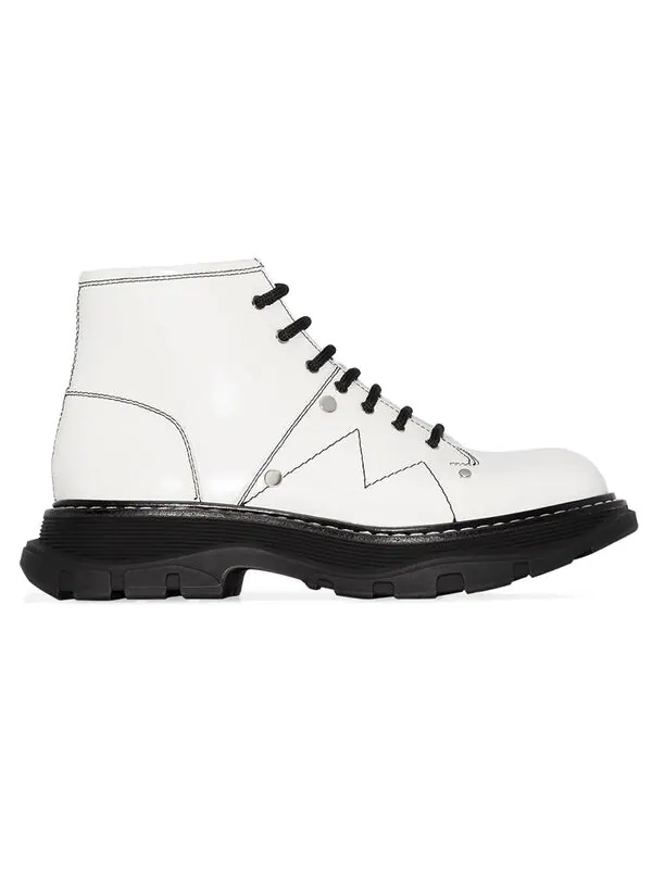 Кроссовки tread lace up leather boots 'white' Alexander Mcqueen — изображение 2 из 3, белый