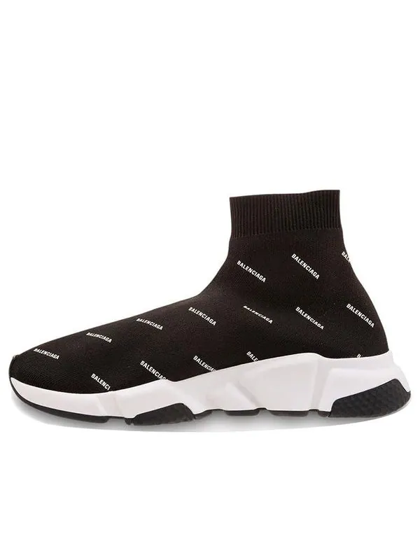 Кроссовки speed trainer mid 'allover logo - black' Balenciaga — изображение 1 из 4, черный