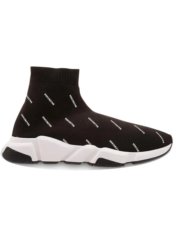Кроссовки speed trainer mid 'allover logo - black' Balenciaga — изображение 2 из 4, черный