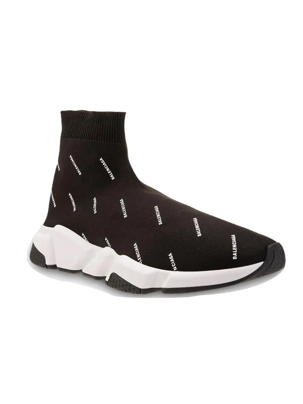 Кроссовки speed trainer mid 'allover logo - black' Balenciaga — изображение 4 из 4, черный