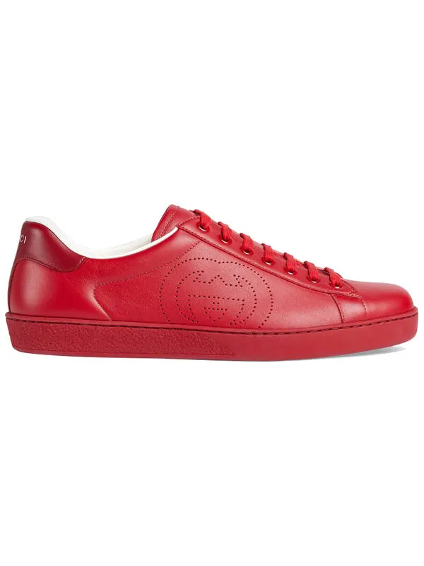 Кроссовки ace 'interlocking g - hibiscus red' Gucci — изображение 2 из 4, красный