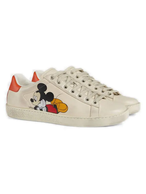 Кроссовки disney x ace low 'mickey mouse - ivory' Gucci — изображение 2 из 4, бежевый