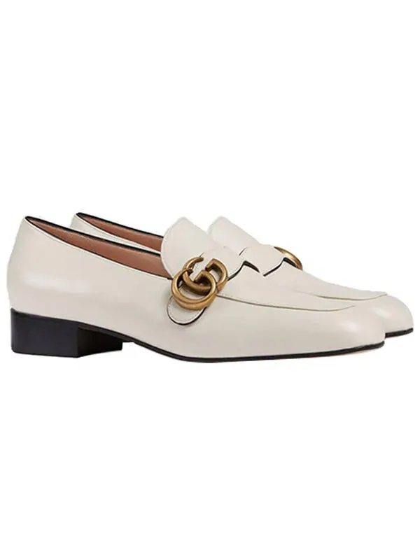 Кроссовки double g leather loafers 'white' Gucci — изображение 2 из 4, белый