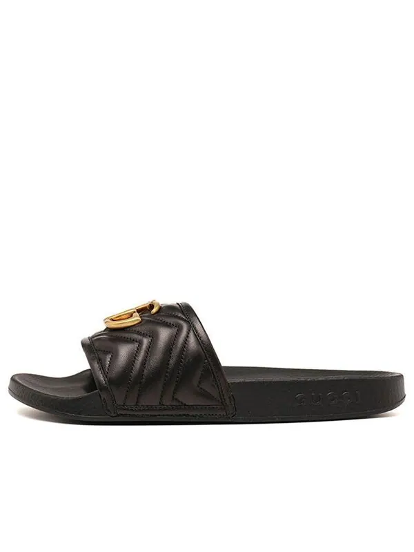 Тапочки matelasse double g slide 'black' Gucci