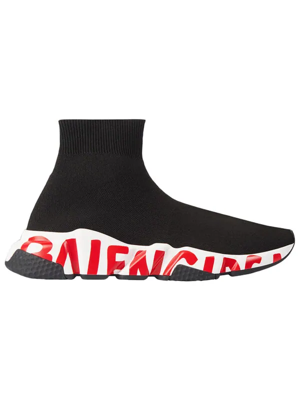 Кроссовки speed trainer 'midsole graffiti - black red' Balenciaga — изображение 2 из 4, черный/красный/белый
