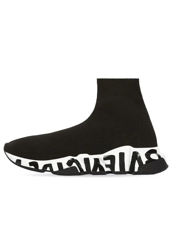 Кроссовки speed graffiti sneakers 'black knit black graffiti sole unit' Balenciaga — изображение 1 из 4, черный/белый