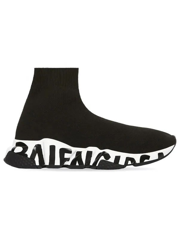 Кроссовки speed graffiti sneakers 'black knit black graffiti sole unit' Balenciaga — изображение 2 из 4, черный/белый
