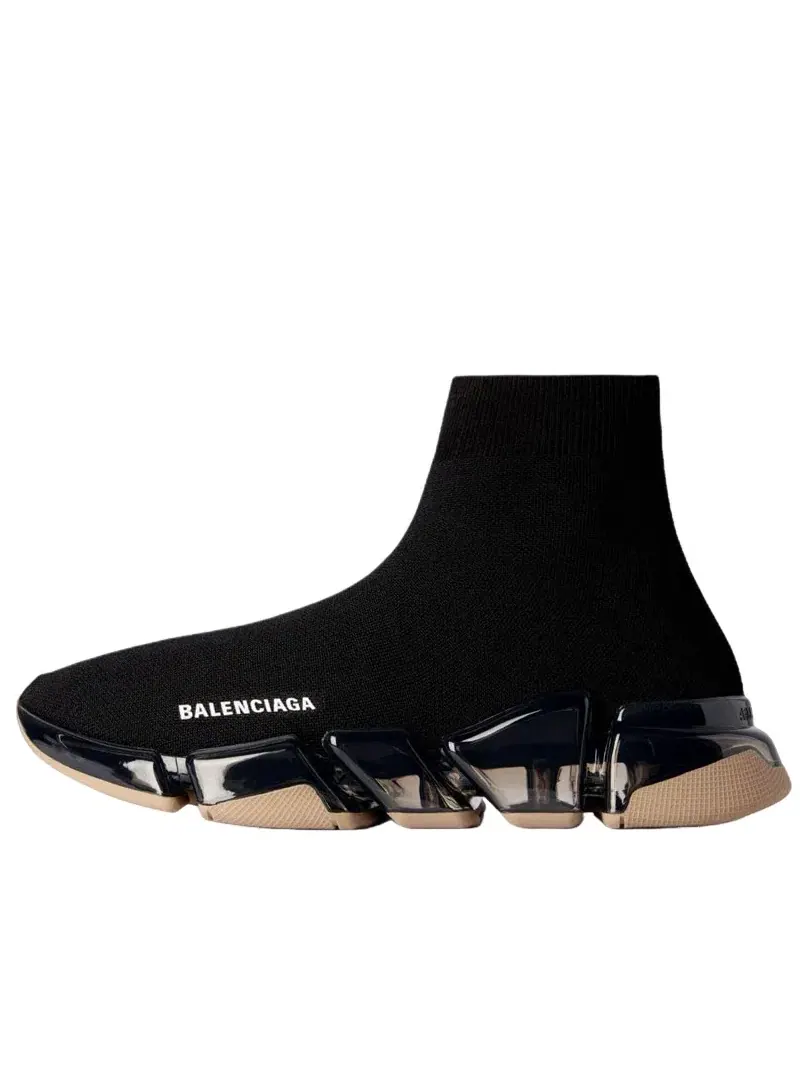 Женские кроссовки с прозрачной подошвой Balenciaga Speed 2.0 — изображение 1 из 7, черный