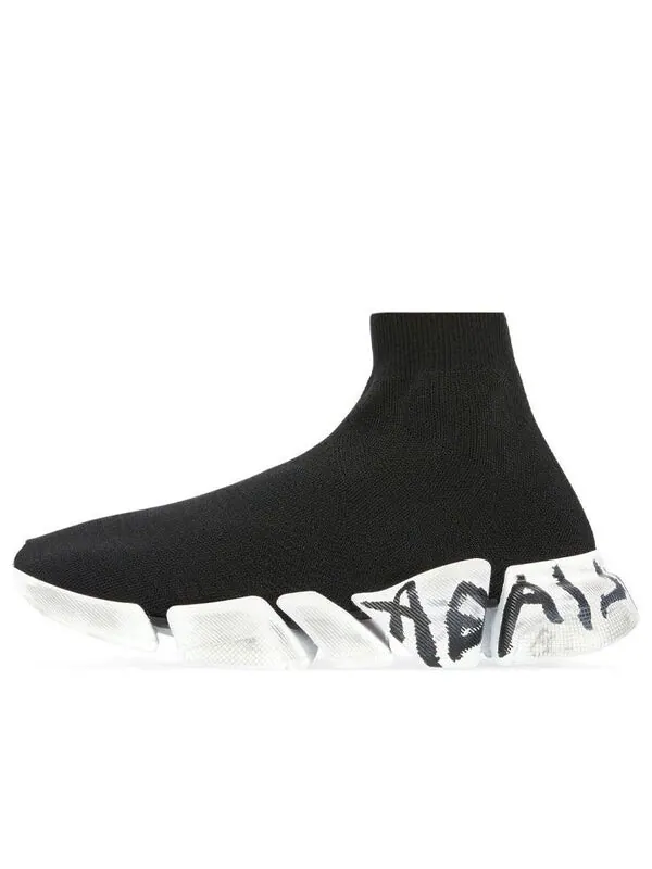 Кроссовки speed 2.0 graffiti sneakers 'black recycled knit and white sole unit' Balenciaga — изображение 1 из 4, черный/белый
