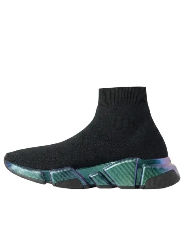 Женские кроссовки высокие с принтом Balenciaga Speed 2.0 Iridescent — изображение 1 из 8, черный