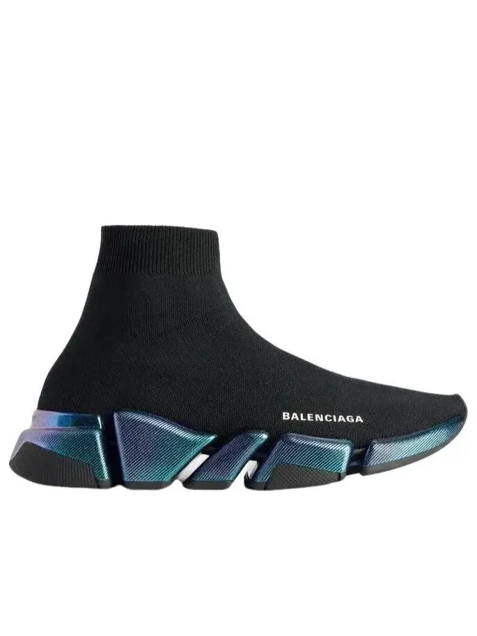 Женские кроссовки высокие с принтом Balenciaga Speed 2.0 Iridescent — изображение 2 из 8, черный
