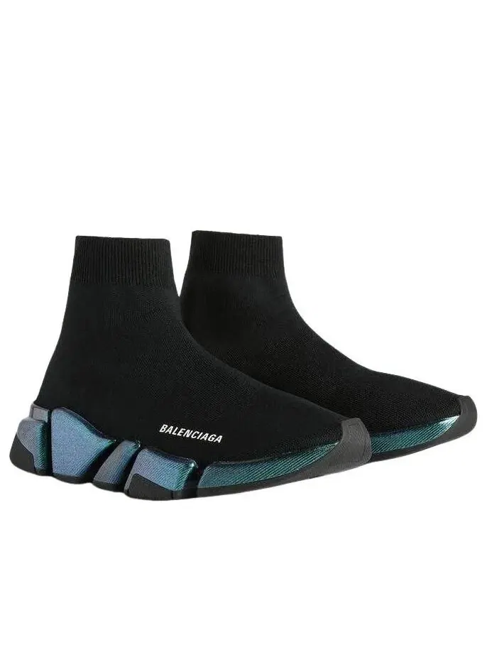 Женские кроссовки высокие с принтом Balenciaga Speed 2.0 Iridescent — изображение 3 из 8, черный