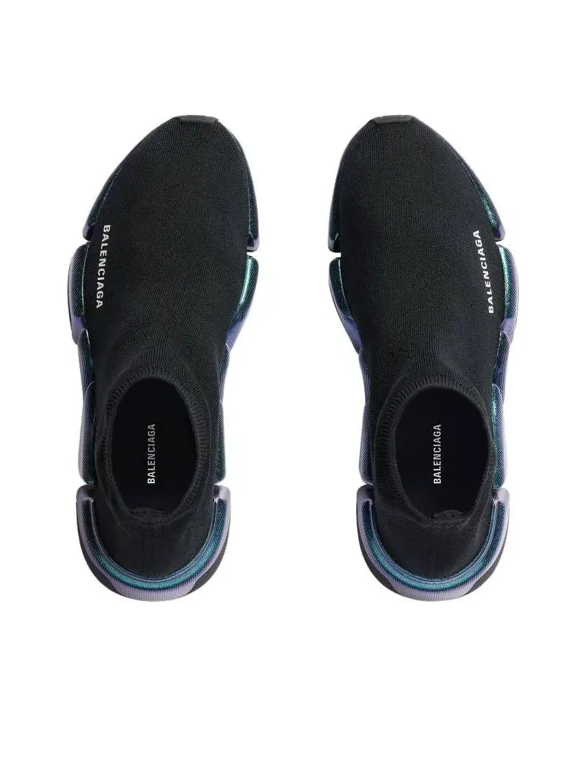 Женские кроссовки высокие с принтом Balenciaga Speed 2.0 Iridescent — изображение 4 из 8, черный