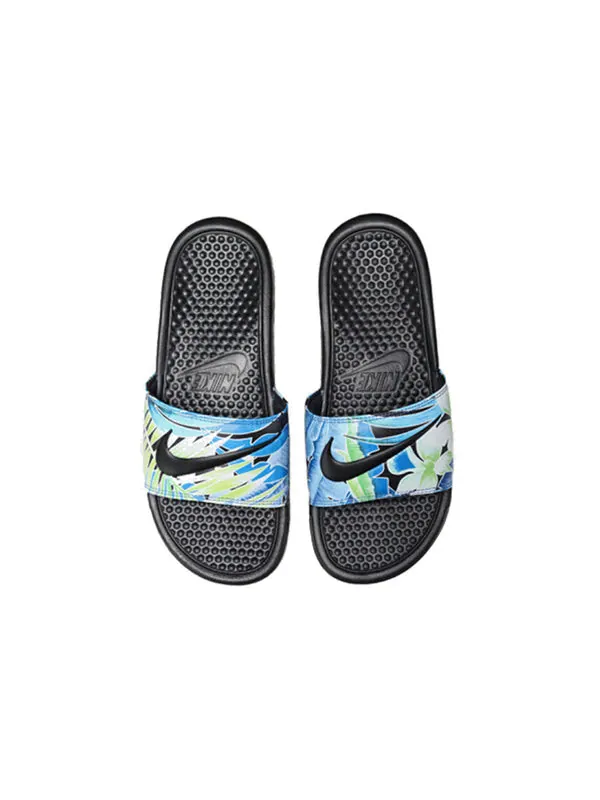 Тапочки benassi jdi print 'black' Nike — изображение 3 из 4, черный/белый--зеленый
