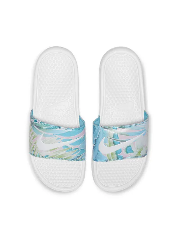 Тапочки benassi jdi floral flowers white blue slippers 'white blue' Nike — изображение 3 из 4, белый/синий