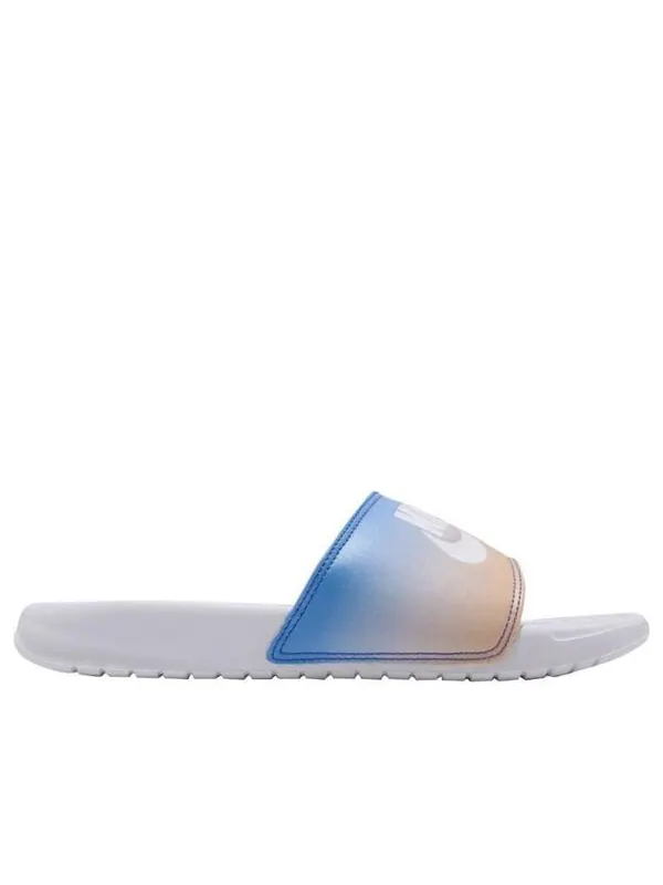 Тапочки benassi jdi print slide 'white hyper royal' Nike — изображение 2 из 4, белый/синий/розовый