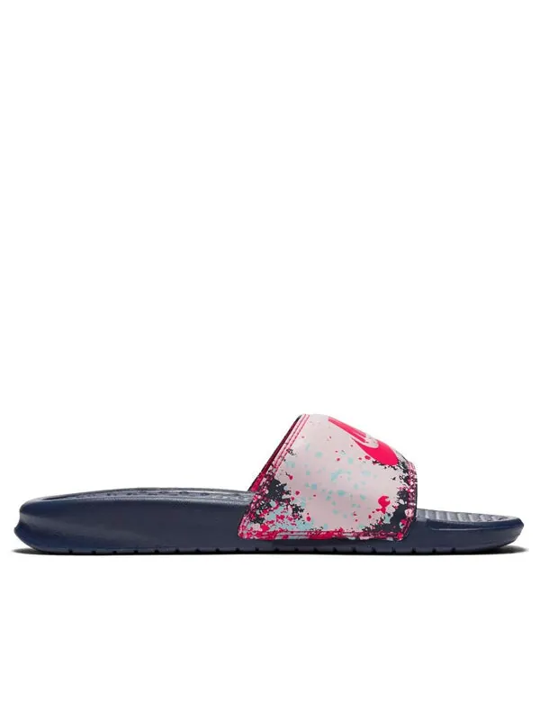 Тапочки benassi jdi print splash ink minimalistic black pink slippers Nike — изображение 2 из 4, розовый