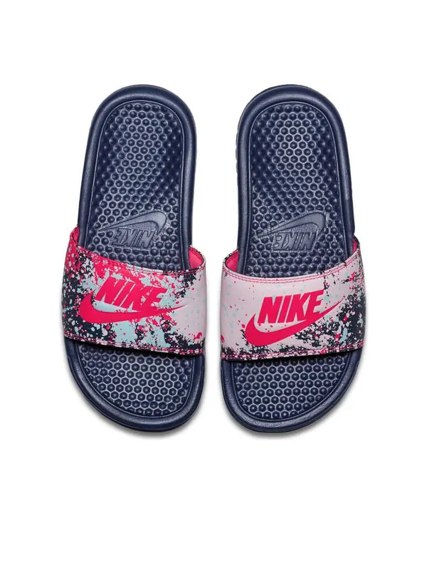 Тапочки benassi jdi print splash ink minimalistic black pink slippers Nike — изображение 3 из 4, розовый