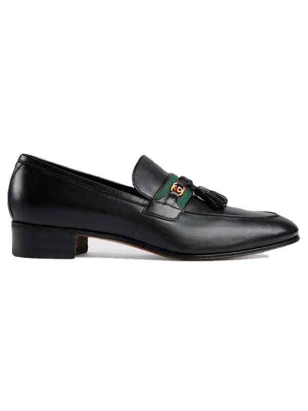 Кроссовки interlocking g tassel leather loafers 'black' Gucci — изображение 2 из 4, черный
