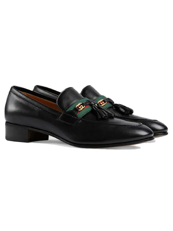 Кроссовки interlocking g tassel leather loafers 'black' Gucci — изображение 3 из 4, черный