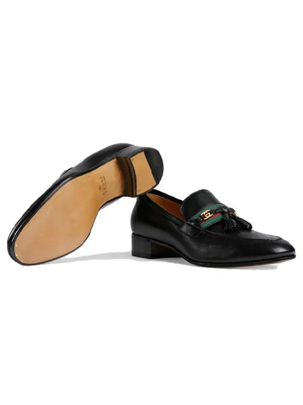Кроссовки interlocking g tassel leather loafers 'black' Gucci — изображение 4 из 4, черный