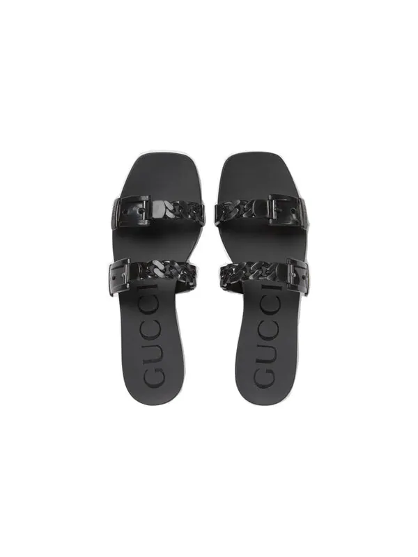 Сандалии rubber slide sandal 'black' Gucci — изображение 4 из 4, черный