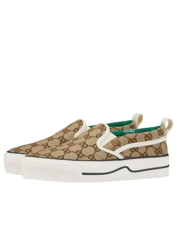 Кроссовки tennis 1977 shoes 'tan green' Gucci — изображение 1 из 3, бежевый/зеленый/белый