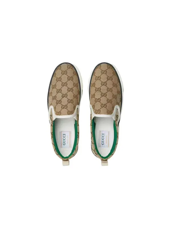 Кроссовки tennis 1977 shoes 'tan green' Gucci — изображение 2 из 3, бежевый/зеленый/белый