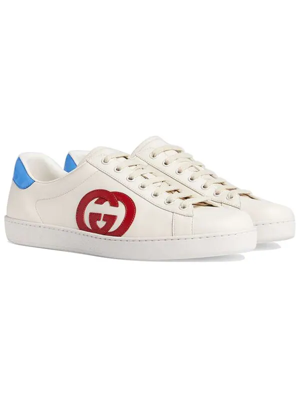 Кроссовки ace 'interlocking g - white red blue' Gucci — изображение 2 из 4, белый