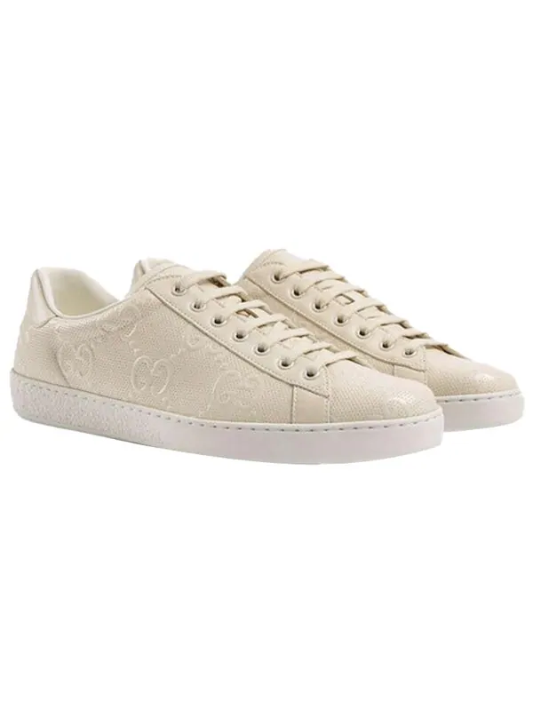 Кроссовки ace 'gg embossed - white' Gucci — изображение 2 из 4, белый