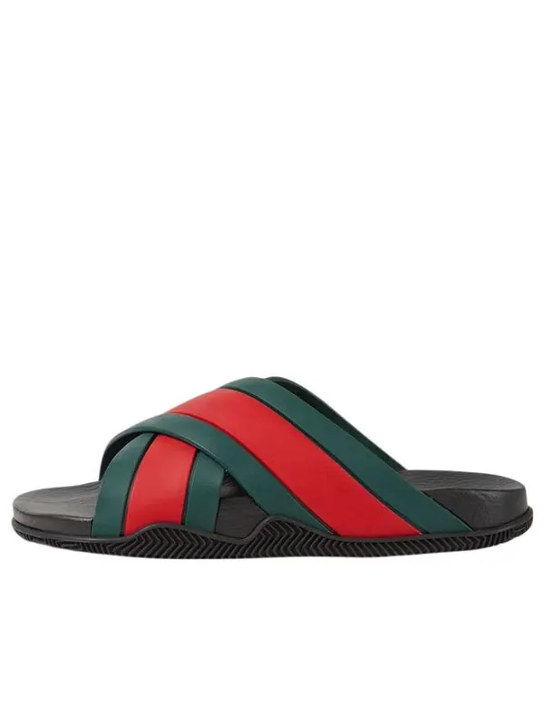 Тапочки slide web stripe 'black' Gucci
