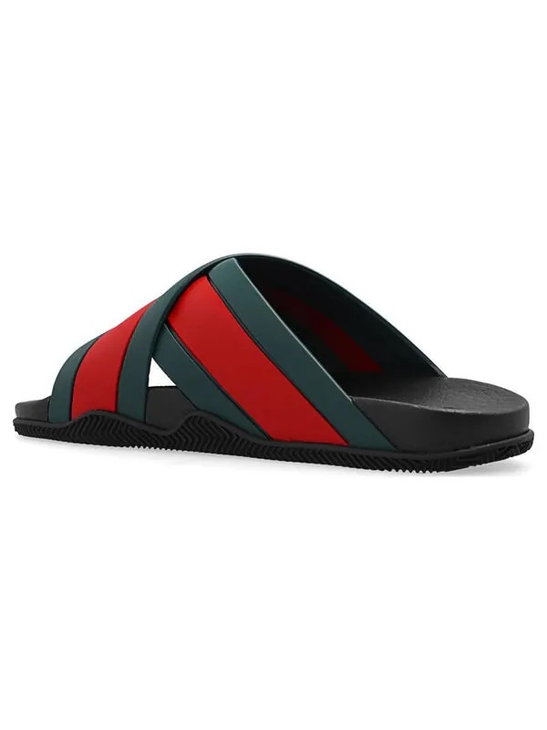 Тапочки slide web stripe 'black' Gucci — изображение 4 из 4, черный