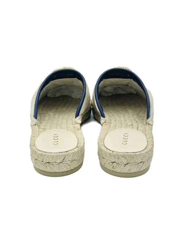 Тапочки leather espadrilles with double g slides 'white' Gucci — изображение 3 из 4, белый