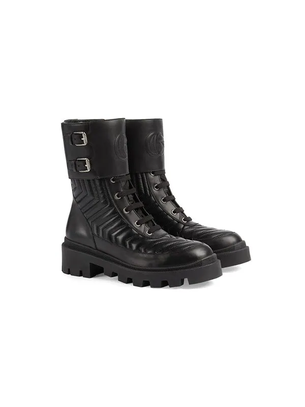 Кроссовки frances interlocking g combat boots 'black' Gucci — изображение 3 из 4, черный